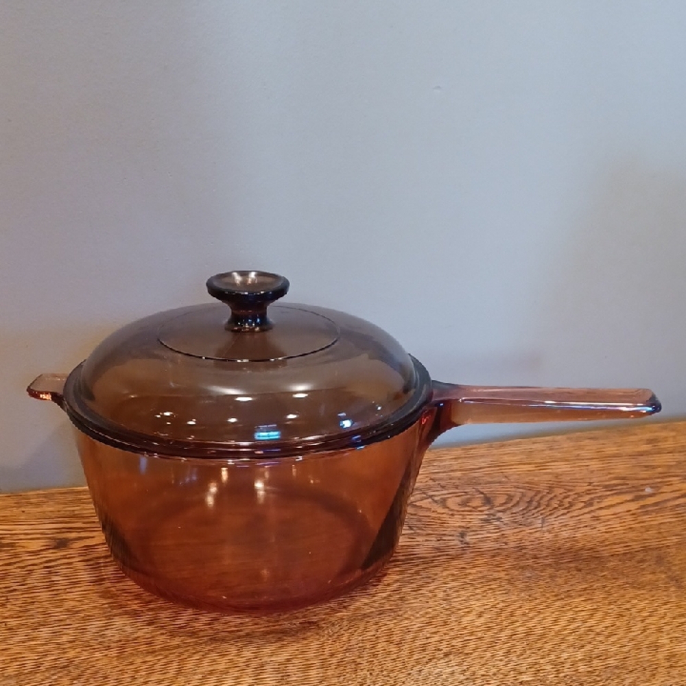 Corningware Visions 2.5 L Amber Glass Cookware with Lid EUC
